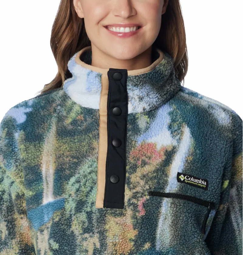 Columbia Women's Helvetia Cropped Half Snap Fleece - Napa Green Chasing Falls Print-3