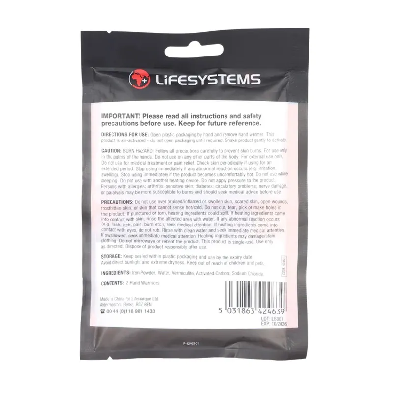 Lifesystems Air Activated Hand Warmers - Pack of 2-2