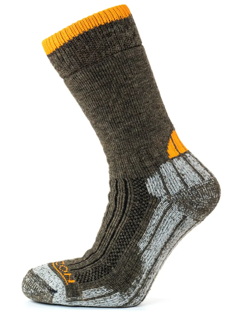 Horizon Performance Merino Trekker Sock - Olive Marl/Orange