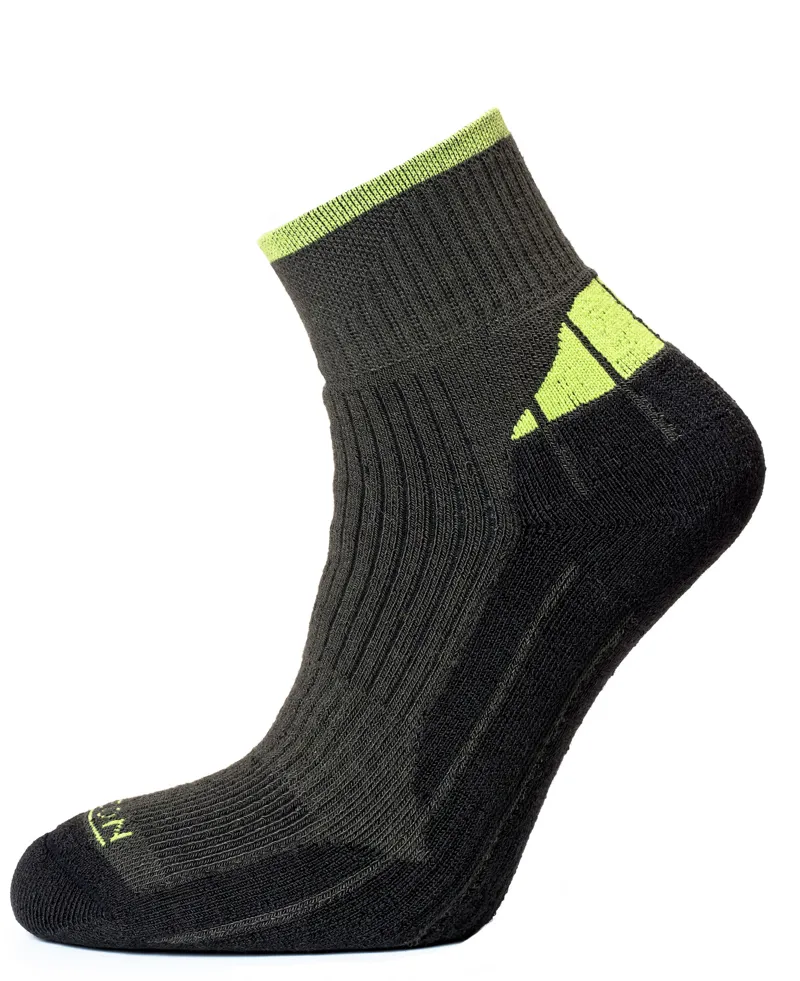 Horizon Performance Coolmax Quarter Sock - Charcoal Marl/Apple