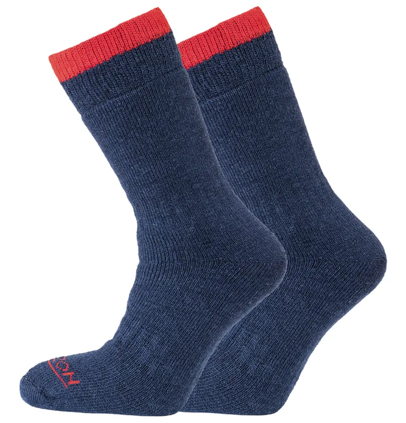 Horizon Heritage Merino Outdoor Socks 2 pack - Plain Navy/Red