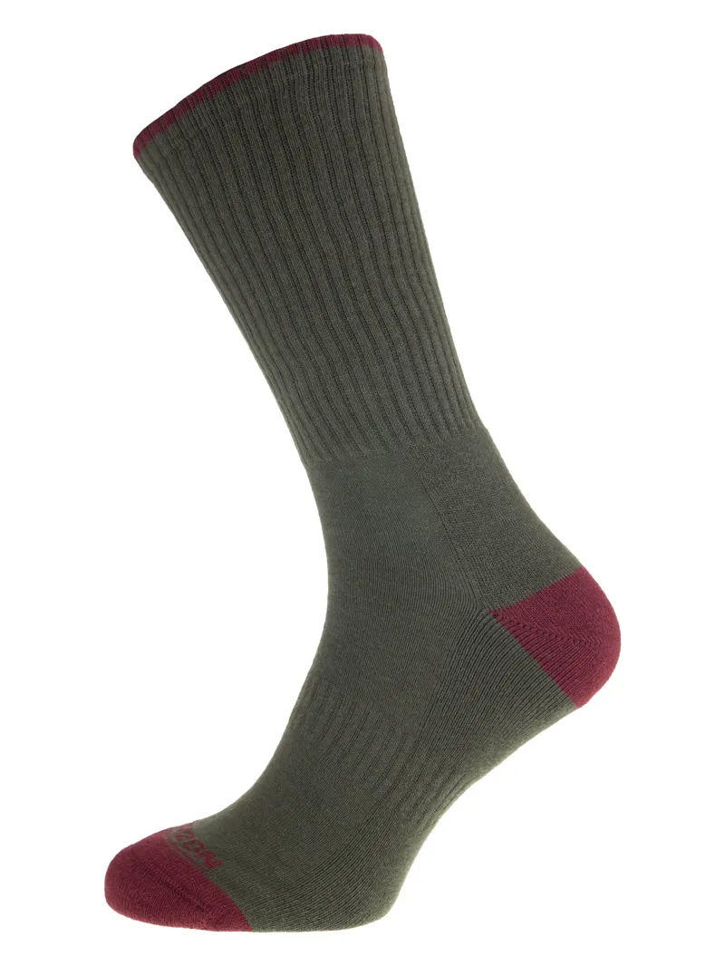 Horizon Lifestyle Men's Bamboo Sock Plain - Olive/Burgundy