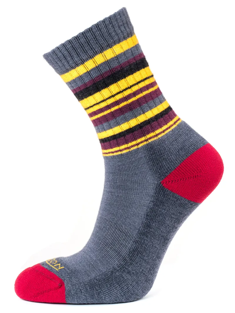 Horizon Women's Premium Micro Crew Sock - Steel Grey/Amber Stripe