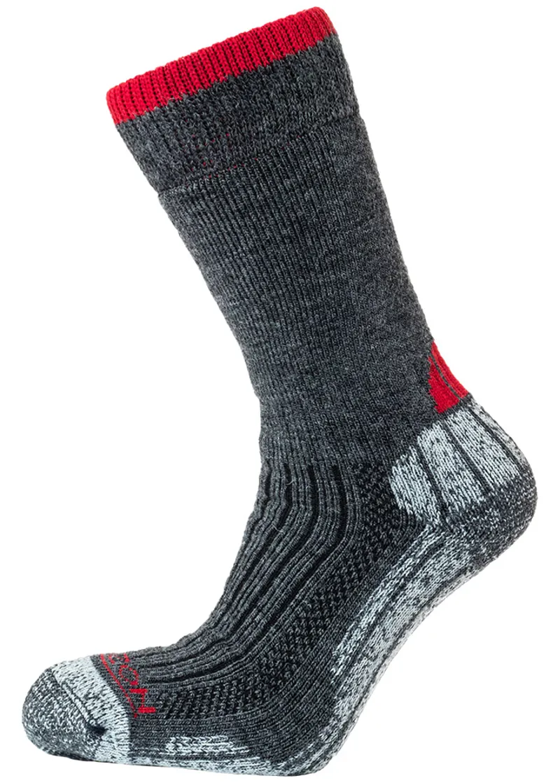 Horizon Performance Merino Trekker Sock - Charcoal Marl/Burgundy