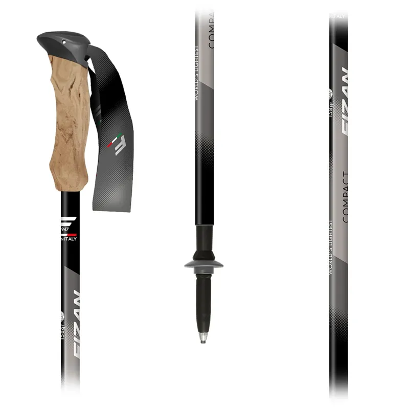 Fizan Compact 3 Trekking Pole Pair - Grey-1