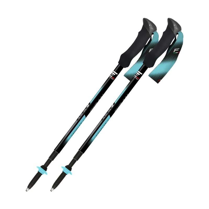Fizan Compact 4 Trekking Pole Pair - Light Blue/Black