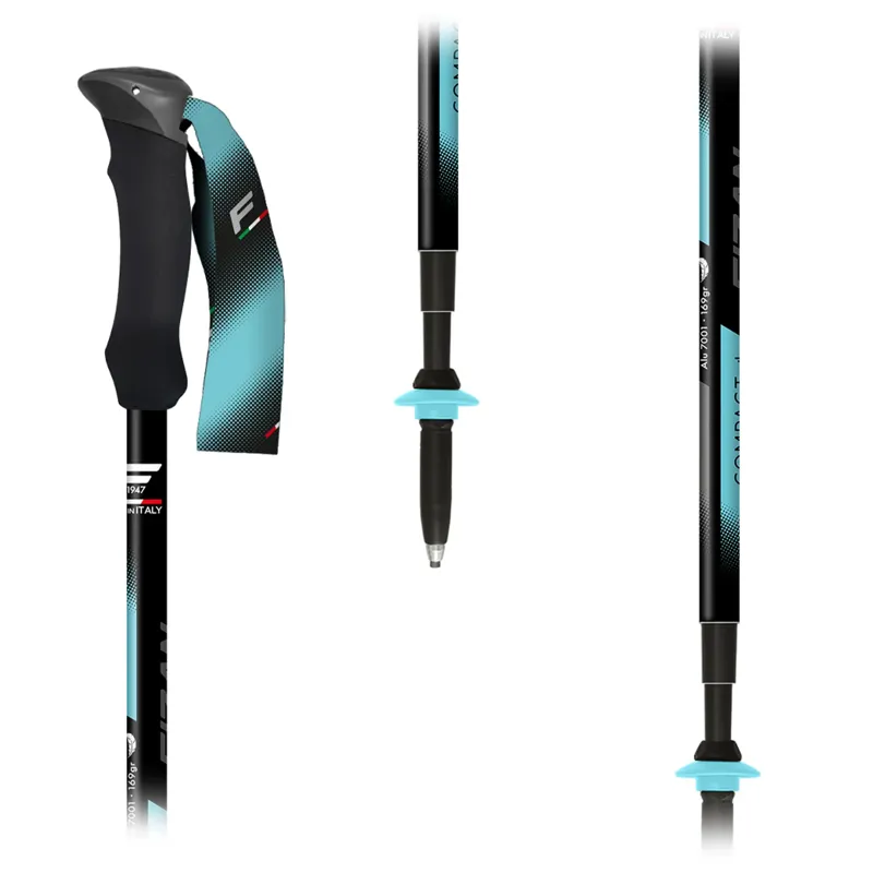Fizan Compact 4 Trekking Pole Pair - Light Blue/Black-1