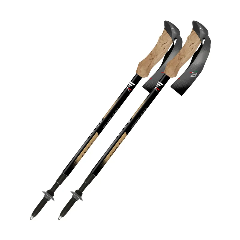 Fizan Compact 4 Trekking Pole Pair - Beige/Black