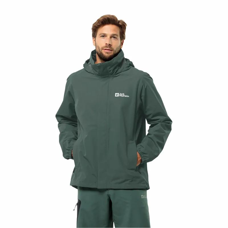 Jack Wolfskin Men s Stormy Point 2L Waterproof Jacket Black Olive
