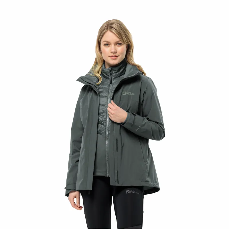 Jack Wolfskin Women's Luntal 3 in1 Waterproof Jacket - Slate Green-3