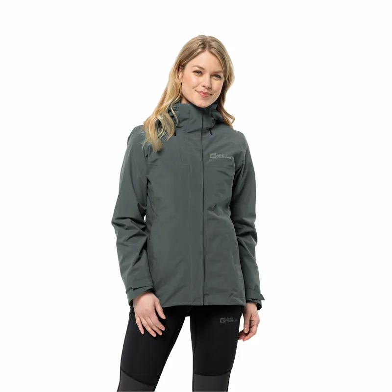 Jack Wolfskin Women's Luntal 3 in1 Waterproof Jacket - Slate Green-5