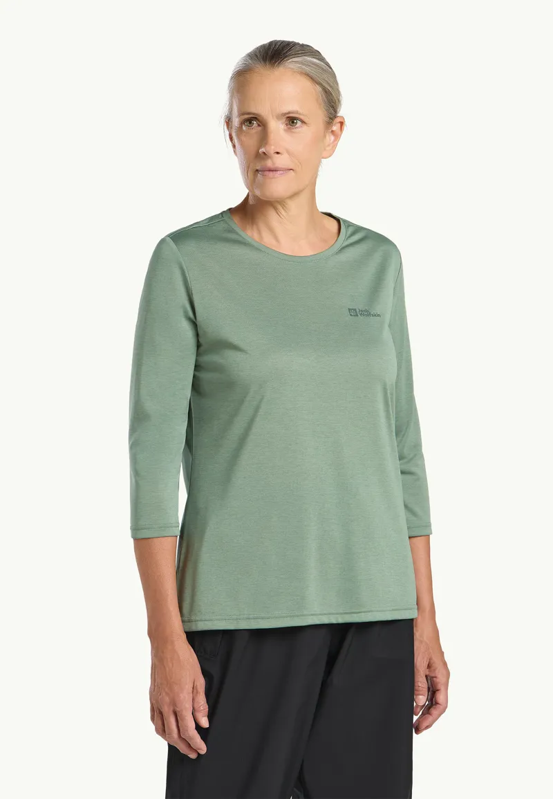 Jack Wolfskin Women's Crosstrail Three Quarter Tee - Eucalyptus-1