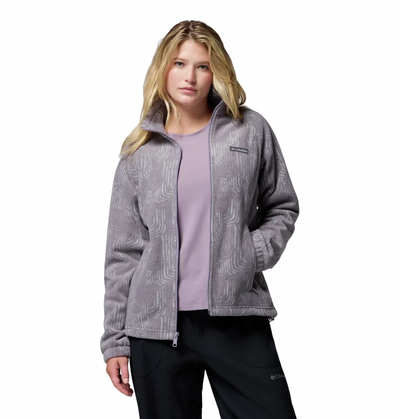 Columbia Women's Benton Springs Printed Full Zip Fleece -Shale Purple Flowfalls-1