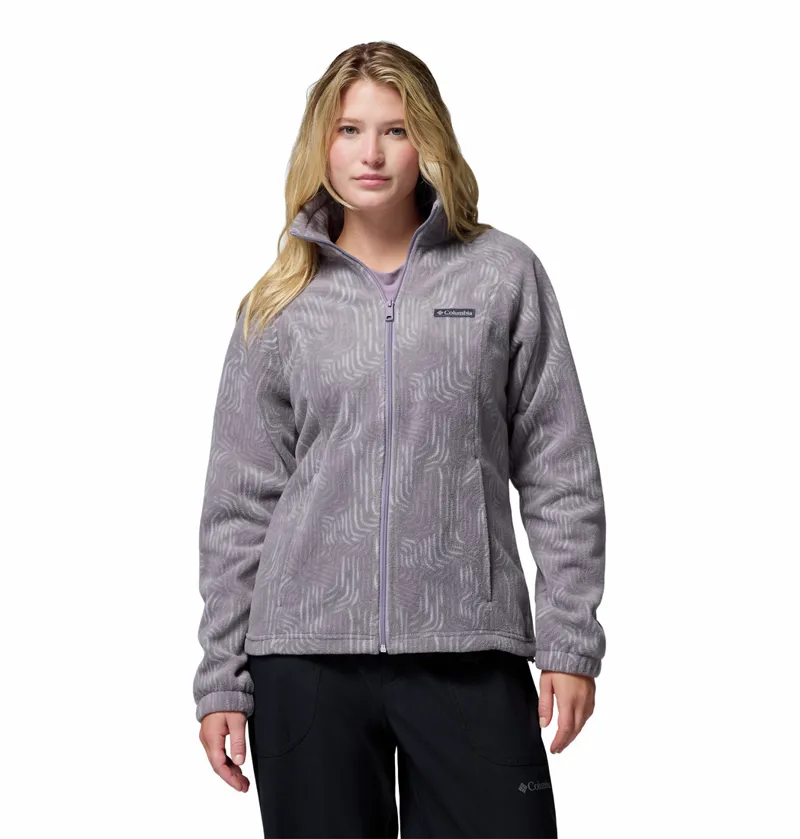 Columbia Women's Benton Springs Printed Full Zip Fleece -Shale Purple Flowfalls