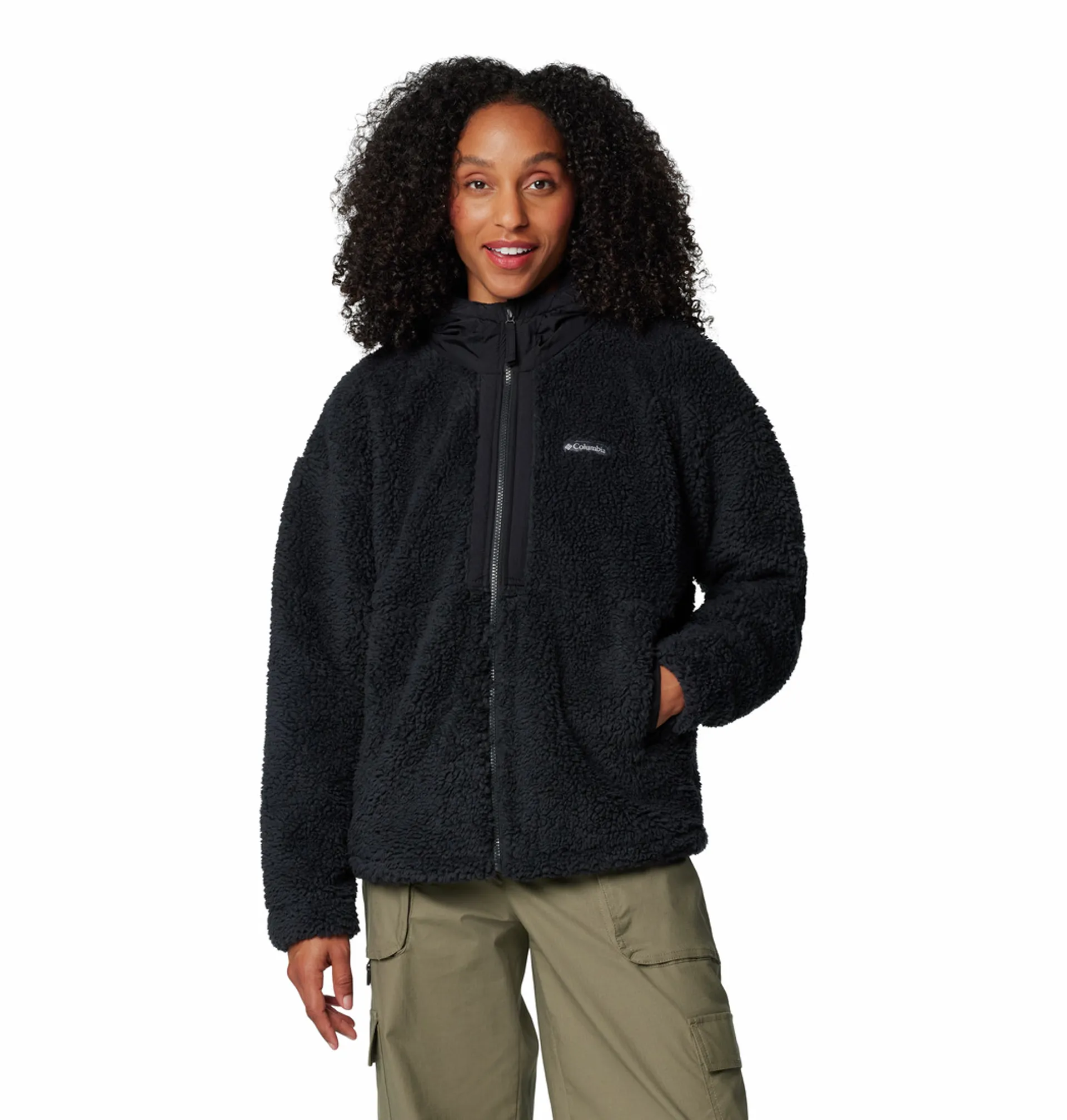 Zipper Women's Sherpa Lined Jacket With Hood Style Co Plus