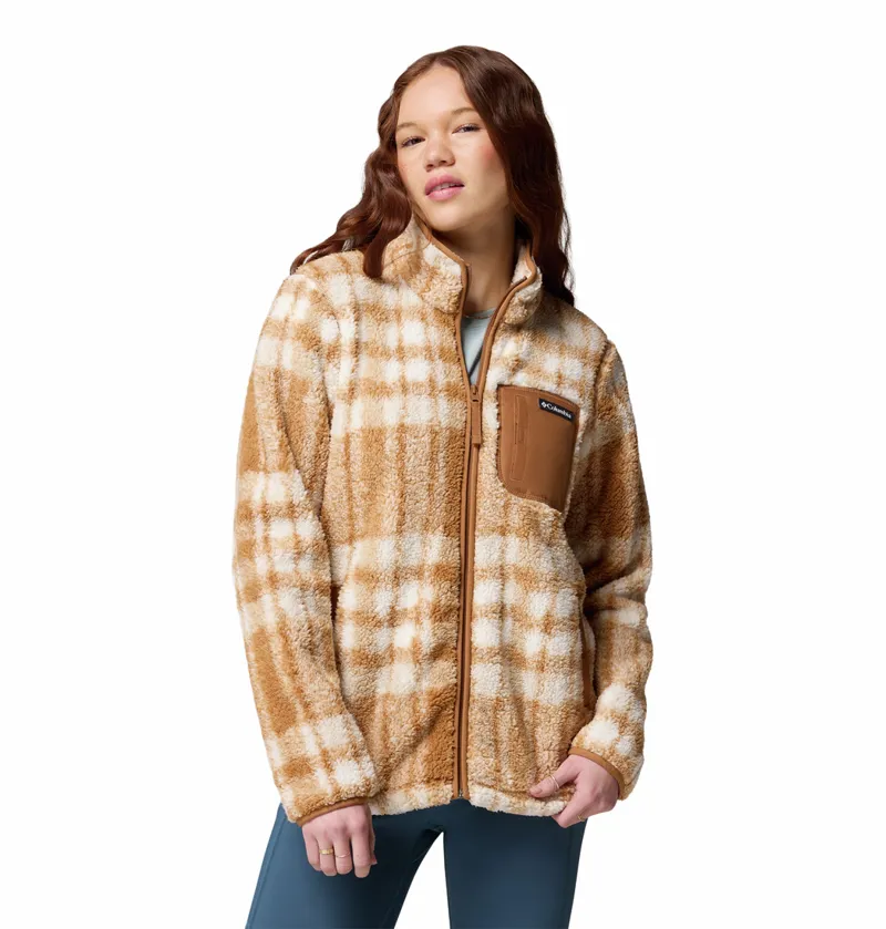 Columbia Women's West Bend II Printed Sherpa Jacket -  Camel Brown Herringplaid