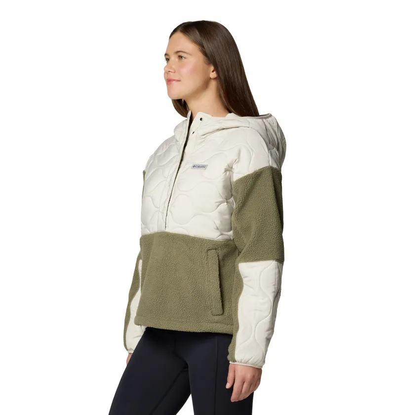 Columbia Women's Cloud Point Hooded Hybrid Fleece - Dark Stone/Stone Green-1