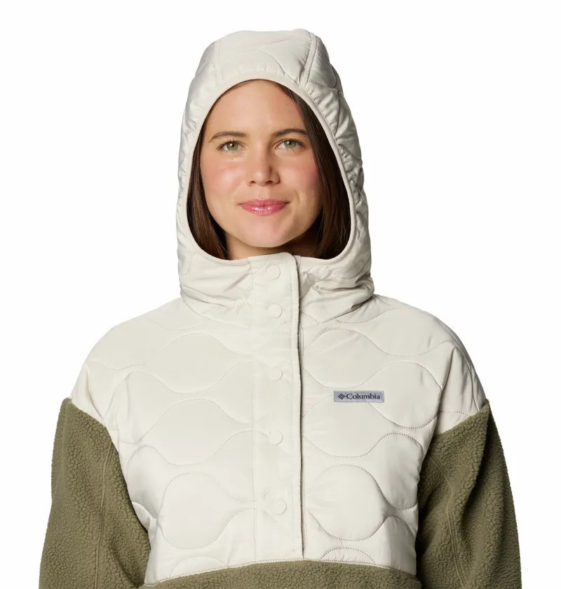 Columbia Women's Cloud Point Hooded Hybrid Fleece - Dark Stone/Stone Green-4