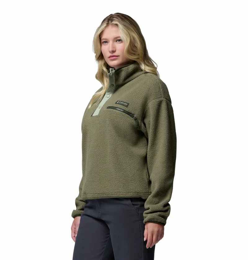 Columbia Women's Helvetia II Cropped Sherpa Half Snap Fleece - Stone Green/Safari-1
