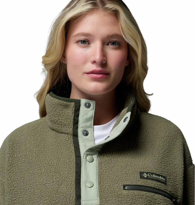 Columbia Women's Helvetia II Cropped Sherpa Half Snap Fleece - Stone Green/Safari-5