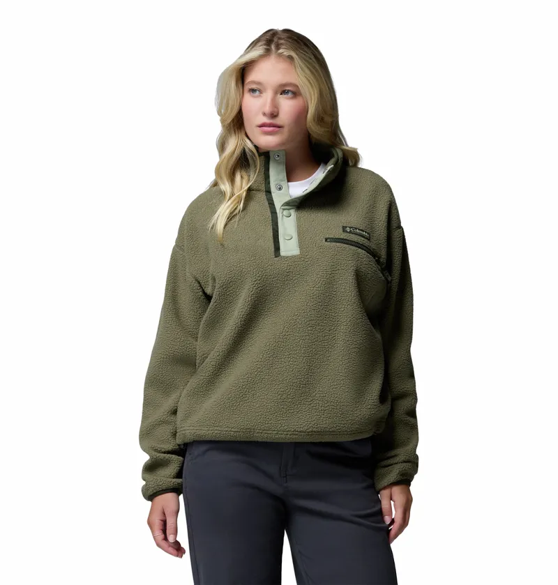Columbia Women's Helvetia II Cropped Sherpa Half Snap Fleece - Stone Green/Safari