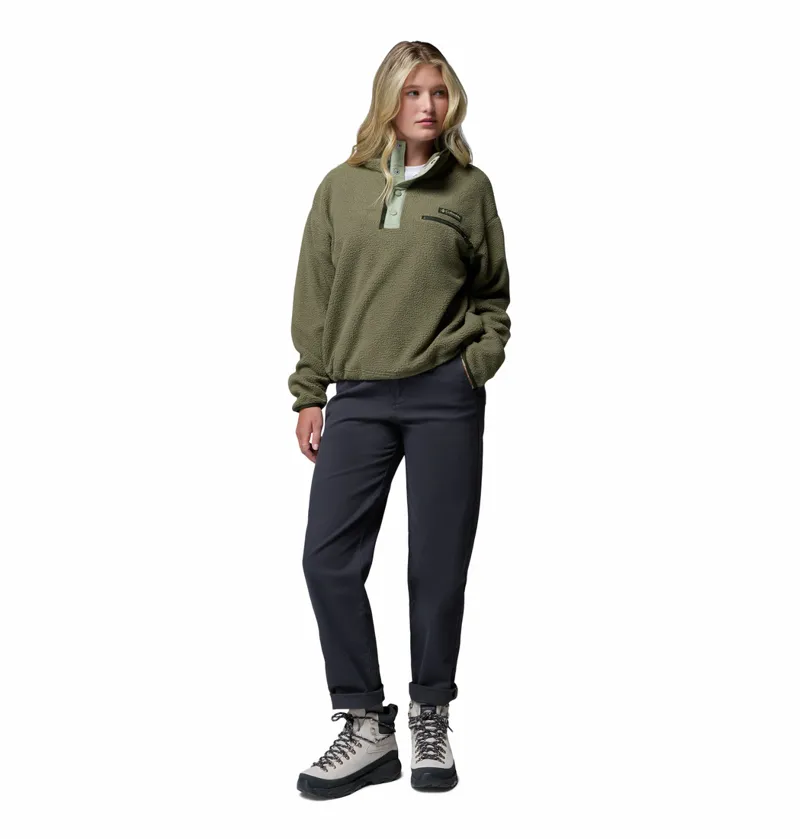 Columbia Women's Helvetia II Cropped Sherpa Half Snap Fleece - Stone Green/Safari-4