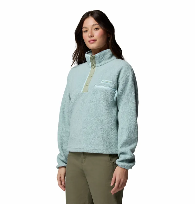 Columbia Women's Helvetia II Cropped Sherpa Half Snap Fleece - Crushed Blue/Safari/Marine Light-1