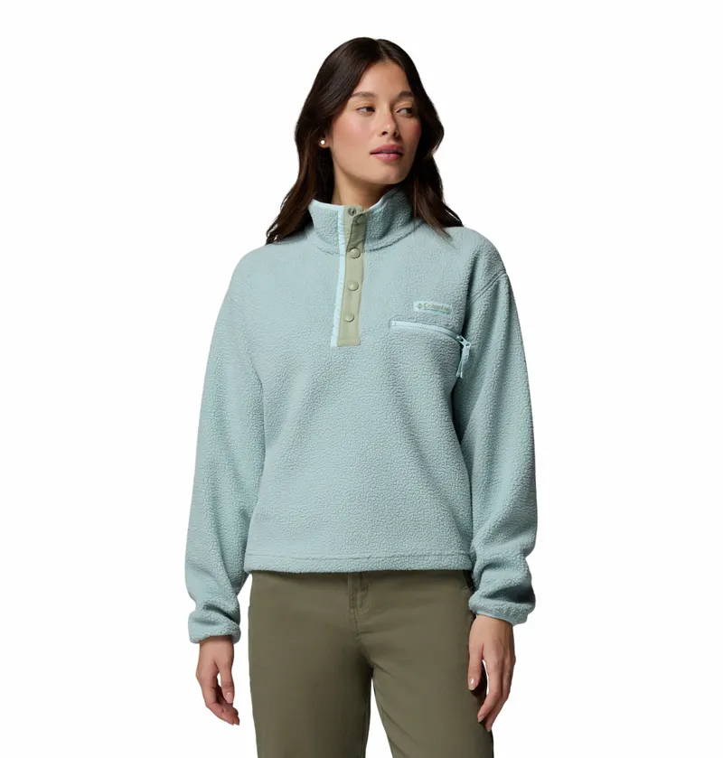 Columbia Women's Helvetia II Cropped Sherpa Half Snap Fleece - Crushed Blue/Safari/Marine Light