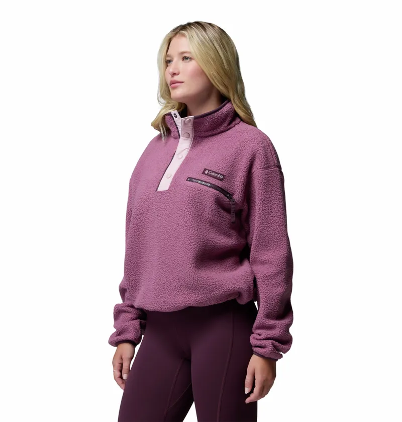 Columbia Women's Helvetia II Cropped Sherpa Half Snap Fleece - Antique Mauve/Mineral Pink-1