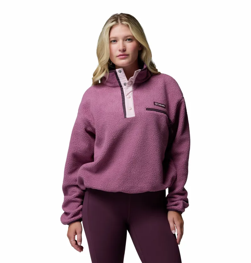 Columbia Women's Helvetia II Cropped Sherpa Half Snap Fleece - Antique Mauve/Mineral Pink