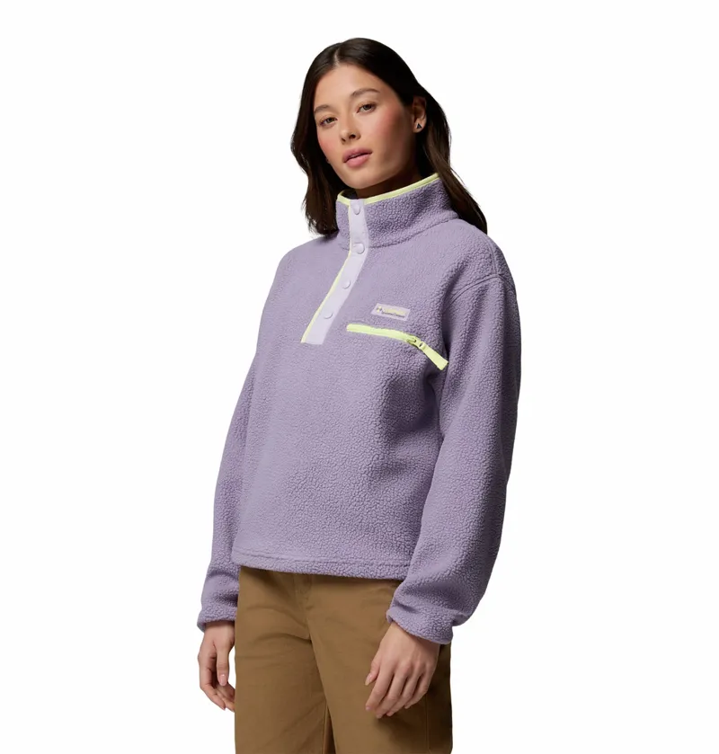  Columbia Women's Helvetia II Cropped Sherpa Half Snap Fleece - Shale Purple/Lavender Pearl/Citron Haze-1