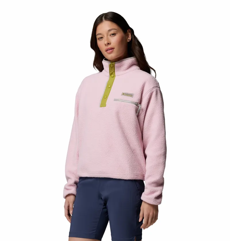 Columbia Women's Helvetia II Cropped Sherpa Half Snap Fleece - Pink Agate/Peppercorn/Flint Grey-1