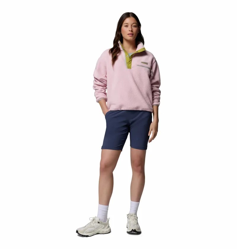 Columbia Women's Helvetia II Cropped Sherpa Half Snap Fleece - Pink Agate/Peppercorn/Flint Grey-3