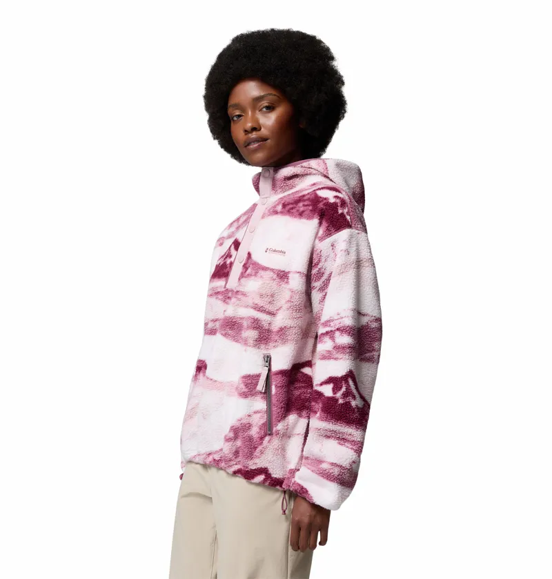 Columbia Women's Helvetia II Sherpa Fleece Printed Hoodie - Antique Mauve/Summits-1