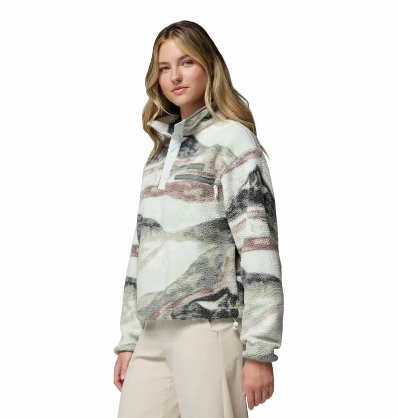 Columbia Women's Helvetia II Cropped Sherpa Half Snap Printed Fleece - Sedona Sage/Summits -1