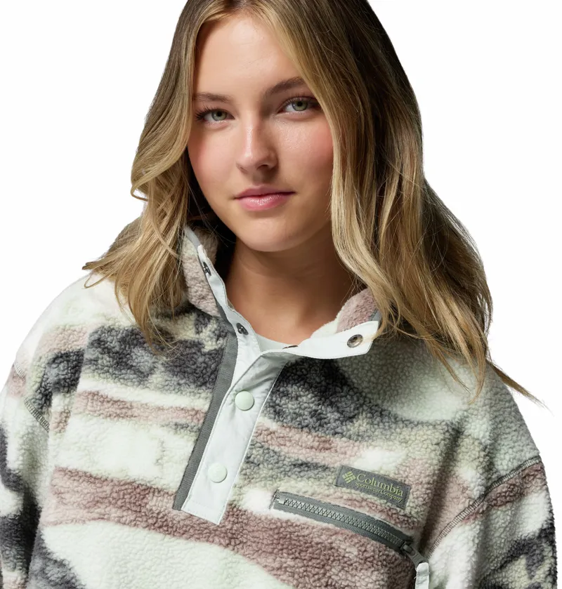 Columbia Women's Helvetia II Cropped Sherpa Half Snap Printed Fleece - Sedona Sage/Summits -3