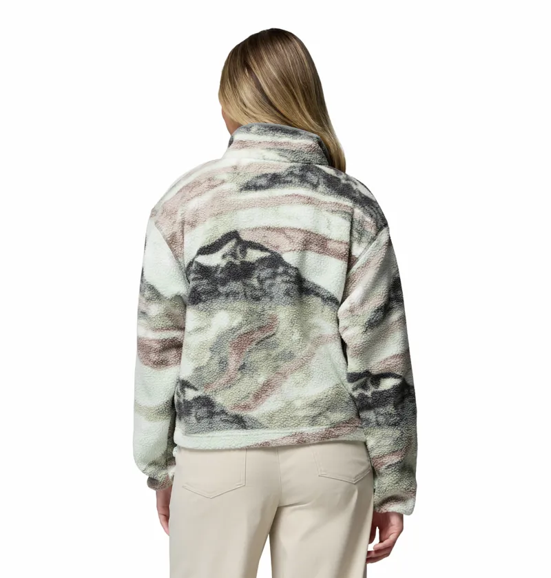 Columbia Women's Helvetia II Cropped Sherpa Half Snap Printed Fleece - Sedona Sage/Summits -2