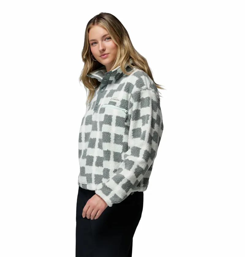 Columbia Women's Helvetia II Cropped Sherpa Half Snap Printed Fleece - Sedona Sage Geostack-1
