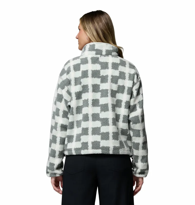 Columbia Women's Helvetia II Cropped Sherpa Half Snap Printed Fleece - Sedona Sage Geostack-2