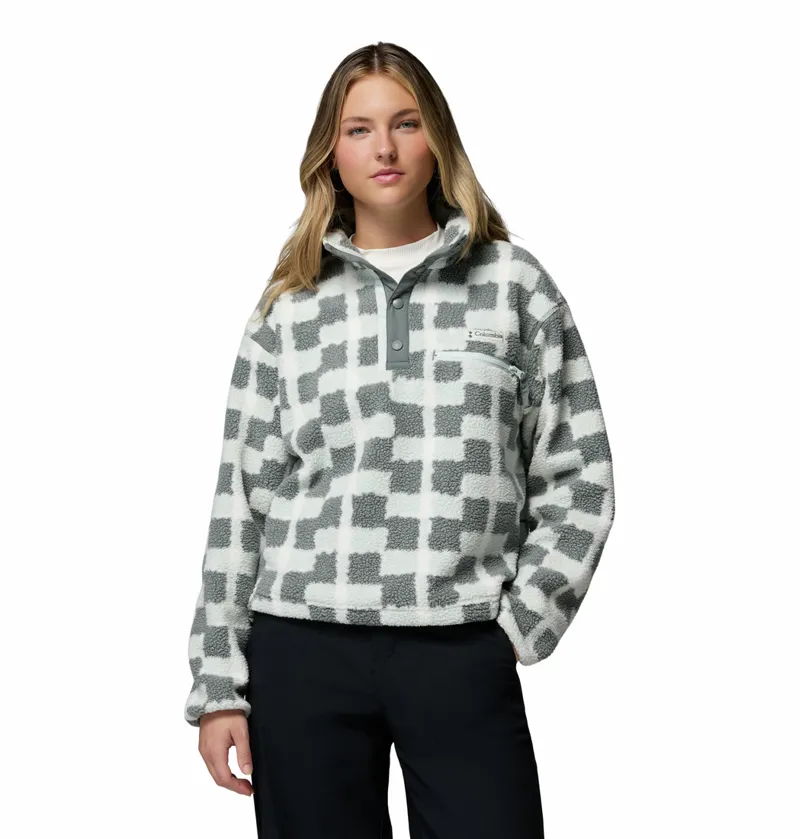 Columbia Women's Helvetia II Cropped Sherpa Half Snap Printed Fleece - Sedona Sage Geostack