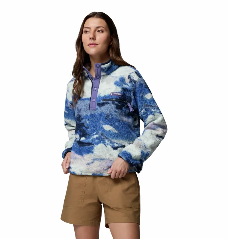 Columbia Women's Helvetia II Cropped Sherpa Half Snap Printed Fleece - Nocturnal/Dreaming-1