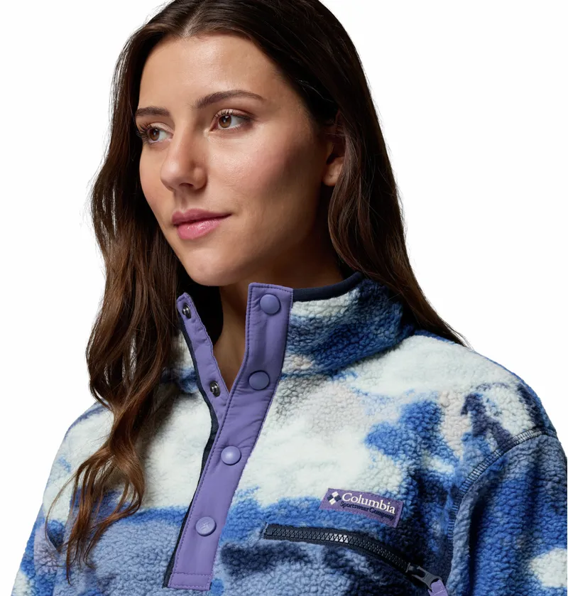 Columbia Women's Helvetia II Cropped Sherpa Half Snap Printed Fleece - Nocturnal/Dreaming-5