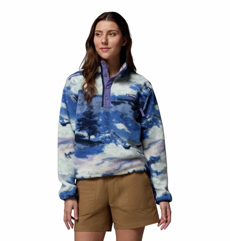 Columbia Women's Helvetia II Cropped Sherpa Half Snap Printed Fleece - Nocturnal/Dreaming