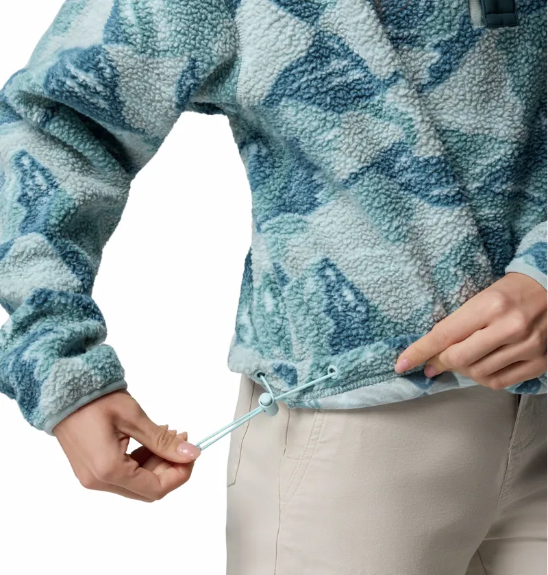 Columbia Women's Helvetia II Cropped Sherpa Half Snap Printed Fleece - Marine Light/Sunscape-4