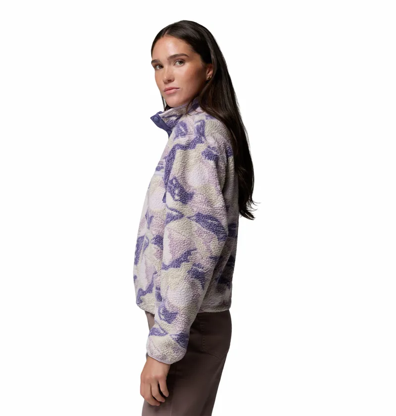 Columbia Women's Helvetia II Cropped Sherpa Half Snap Printed Fleece - Lavender Pearl/Sunscape-1