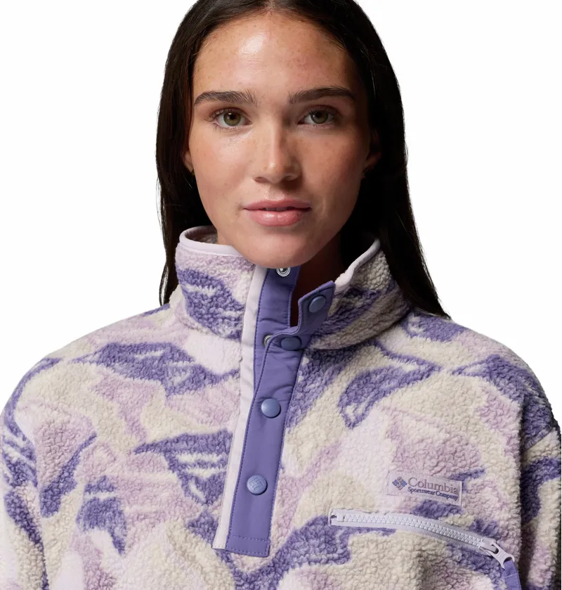 Columbia Women's Helvetia II Cropped Sherpa Half Snap Printed Fleece - Lavender Pearl/Sunscape-5