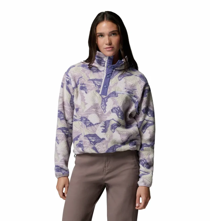 Columbia Women's Helvetia II Cropped Sherpa Half Snap Printed Fleece - Lavender Pearl/Sunscape