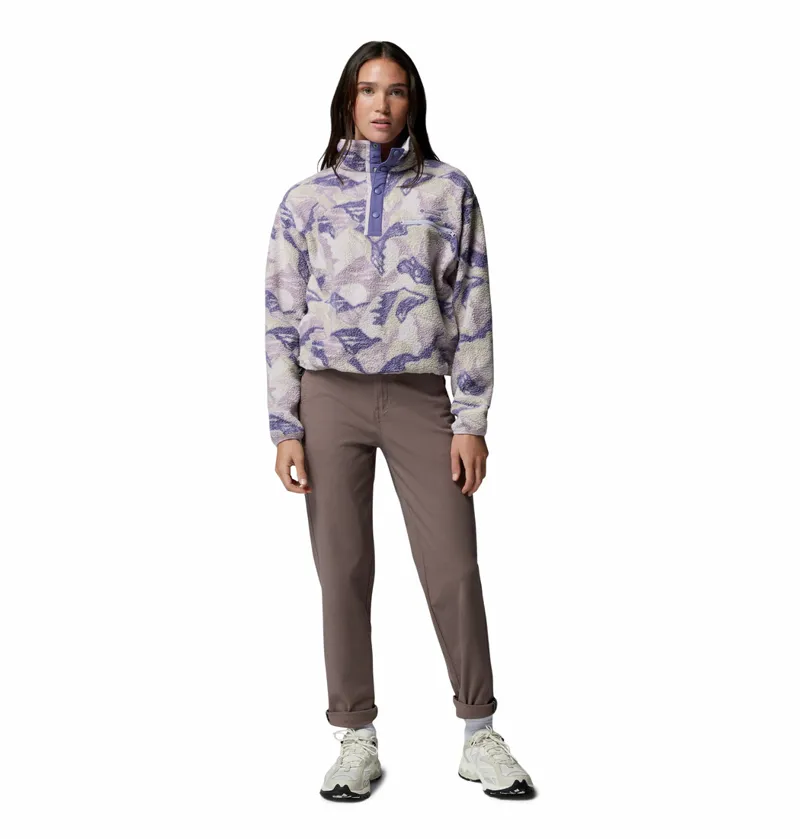 Columbia Women's Helvetia II Cropped Sherpa Half Snap Printed Fleece - Lavender Pearl/Sunscape-3