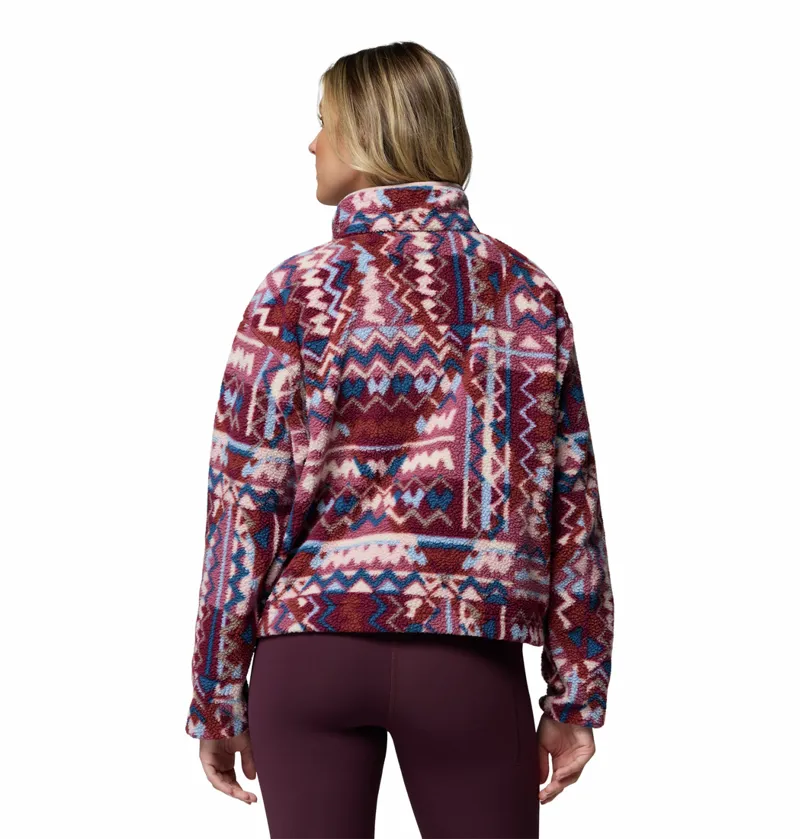 Columbia Women's Helvetia II Cropped Sherpa Half Snap Printed Fleece - Antique Mauve Geomix-2