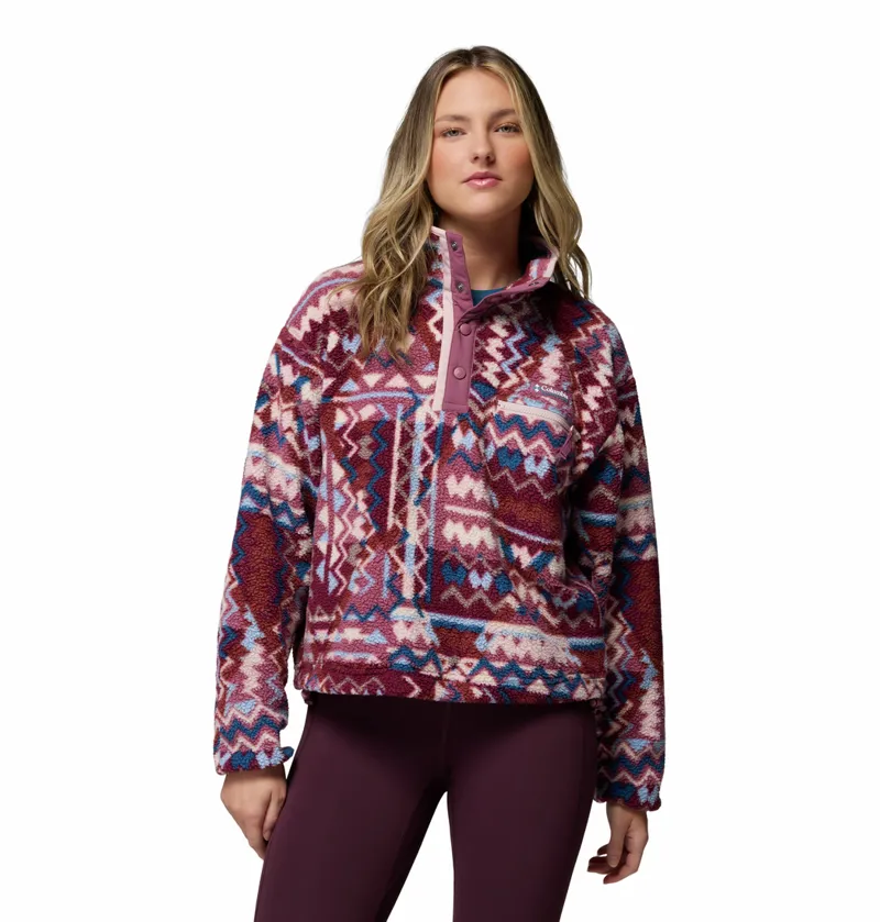 Columbia Women's Helvetia II Cropped Sherpa Half Snap Printed Fleece - Antique Mauve Geomix